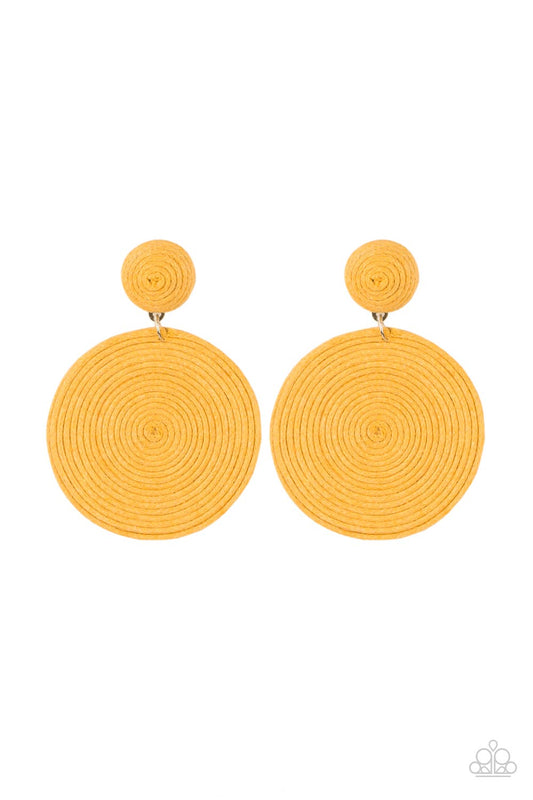  Paparazzi Circulate The Room Yellow Post Earrings
