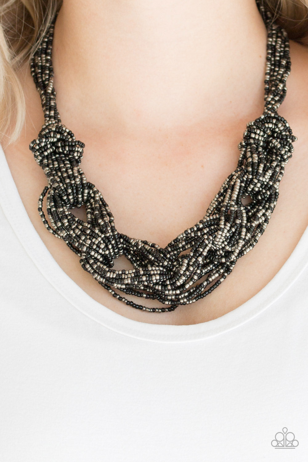 Paparazzi black seed bead necklace store
