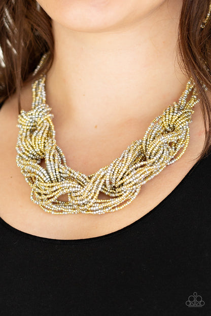 Paparazzi City Catwalk Short Gold Seed Bead Necklace