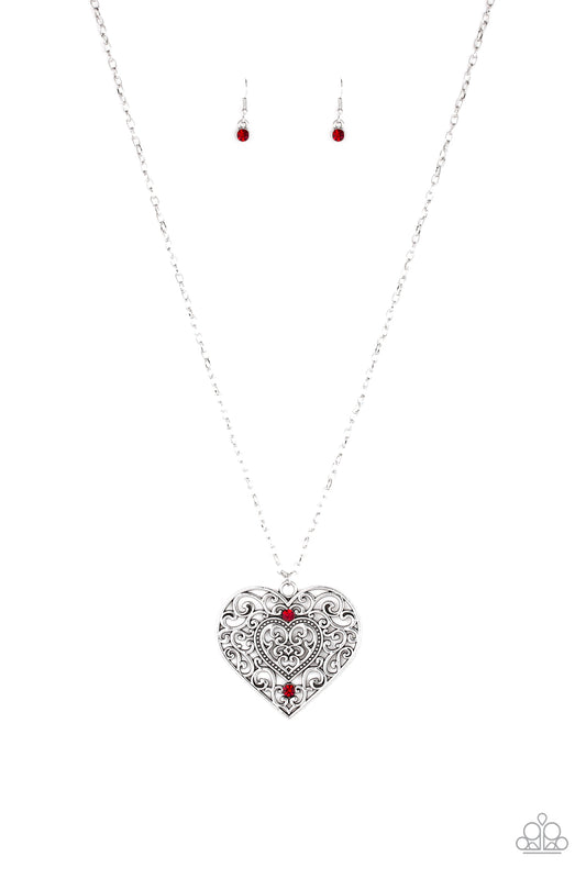 Paparazzi Classic Casanova Red Heart Long Necklace