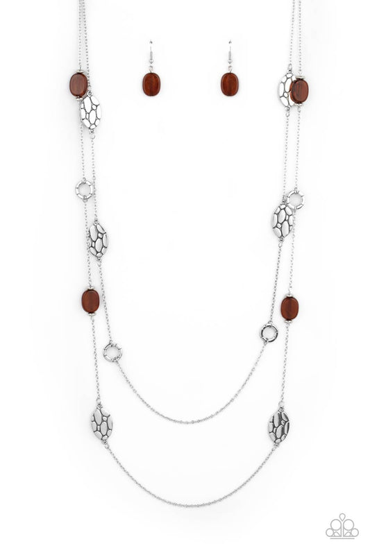 Paparazzi Cobble Creeks Brown Long Necklace - P2BA-BNXX-021XX