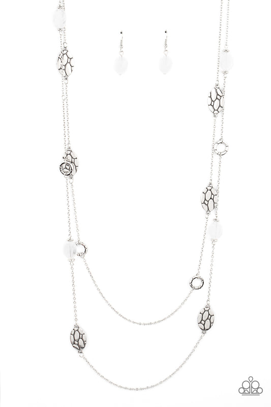 Paparazzi Cobble Creeks White Long Necklace