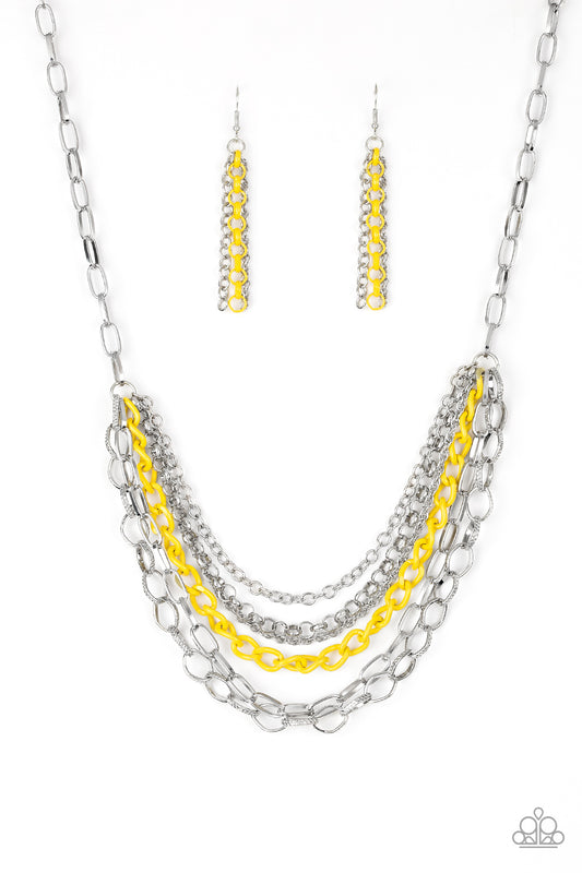 Paparazzi Color Bomb Yellow Short Necklace