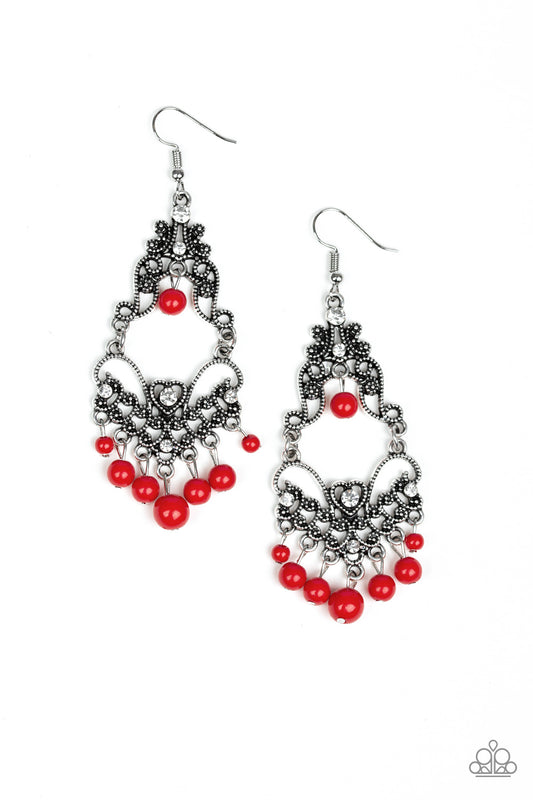 Paparazzi Colorfully Cabaret Red Fishhook Earrings