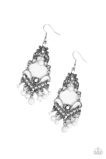 Paparazzi Colorfully Cabaret White Fishhook Earrings