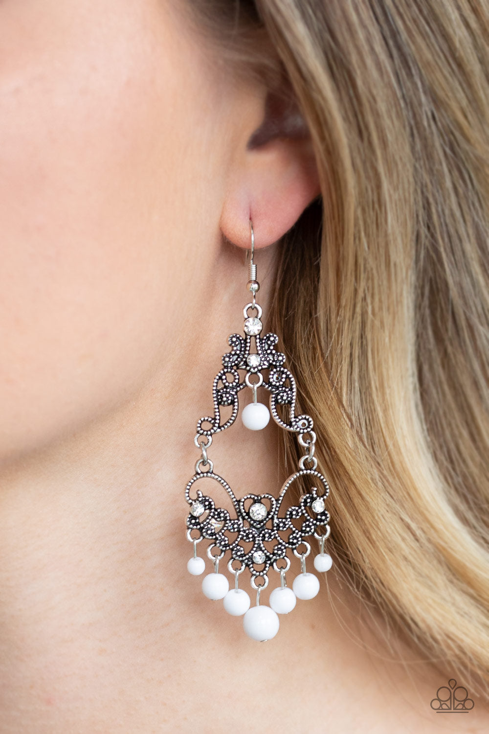 Paparazzi Colorfully Cabaret White Fishhook Earrings
