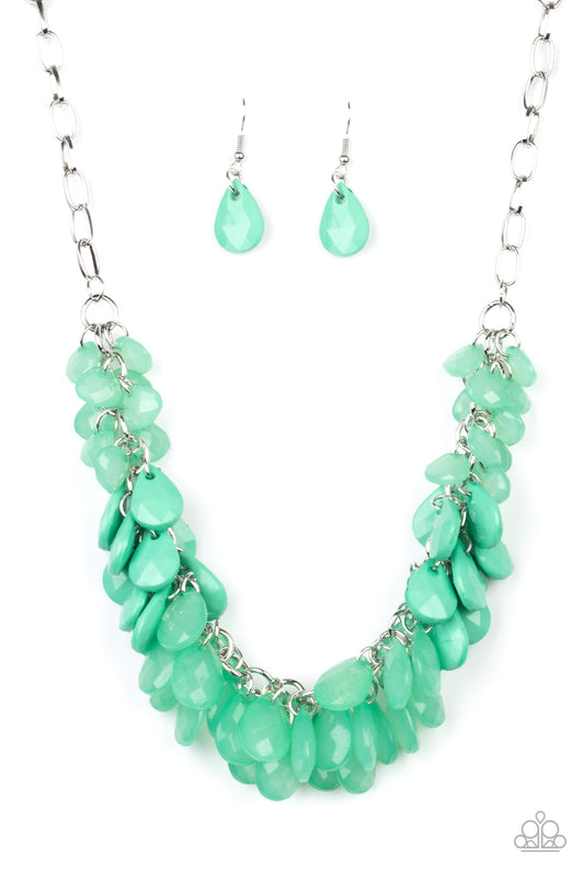 Paparazzi Colorfully Clustered Green Short Necklace