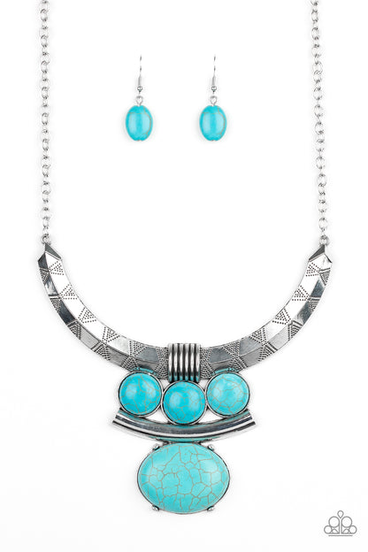 Paparazzi Commander In Chiefette Blue Stone Short Necklace