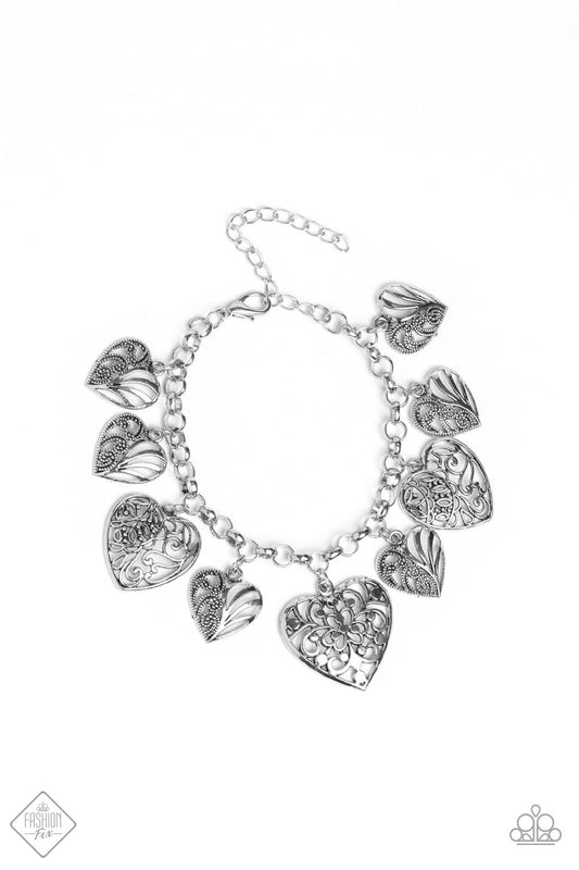 Paparazzi Completely Devoted Silver Heart Clasp Bracelet - Fashion Fix Exclusive