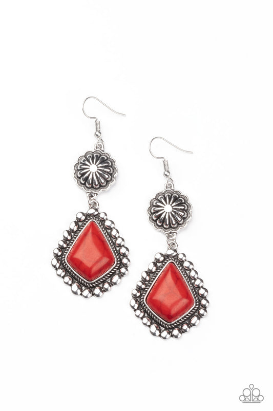 Paparazzi Country Cavalier Red Stone Fishhook Earrings