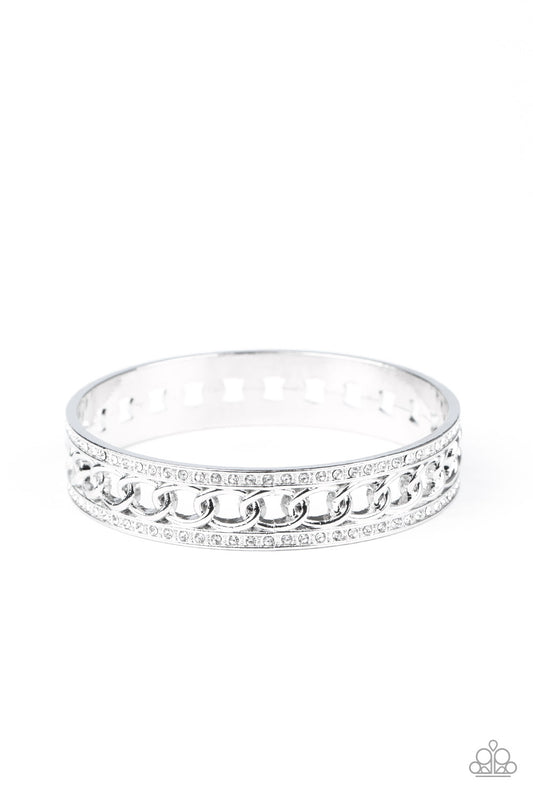 Paparazzi Couture Court White Bangle Bracelet
