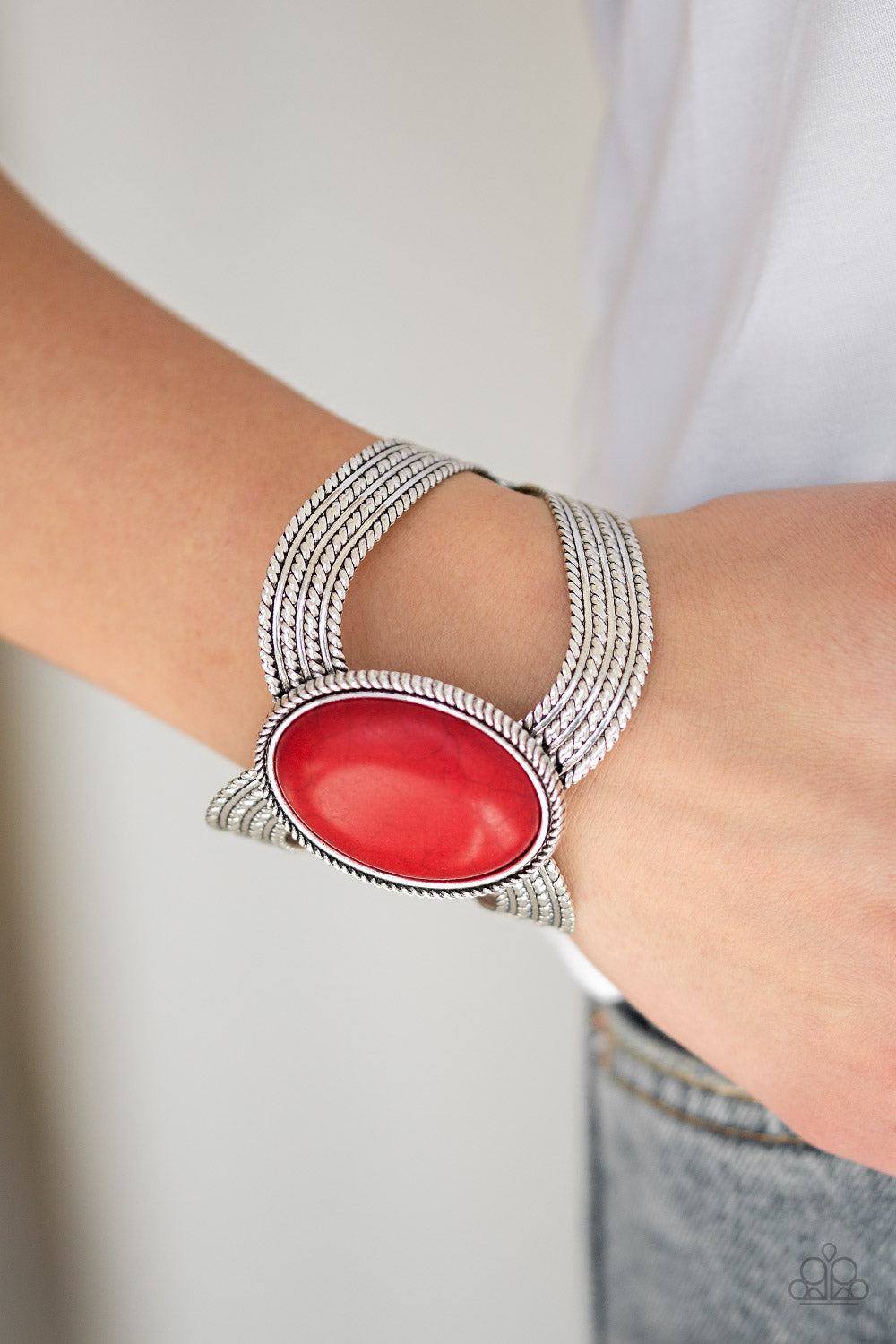 Paparazzi Coyote Couture Red Stone Cuff Bracelet