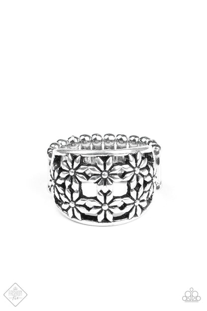 Paparazzi Crazy About Daisies Silver Ring - Fashion Fix Glimpses Of Malibu August 2020