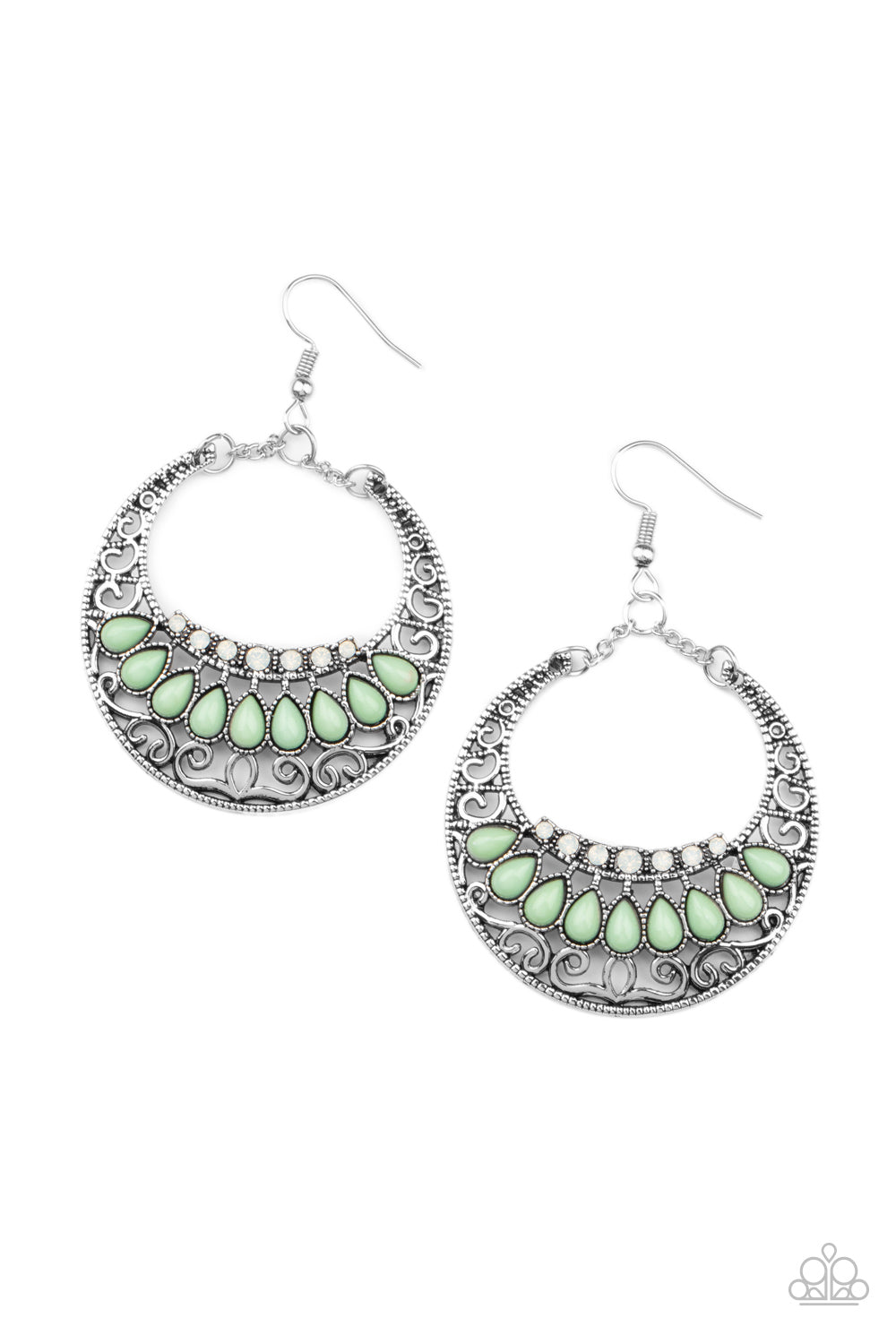Paparazzi Crescent Couture Green Fishhook Earrings
