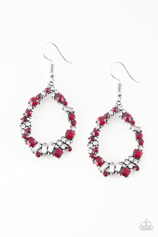 Paparazzi Crushing Couture Red Fishhook Earrings