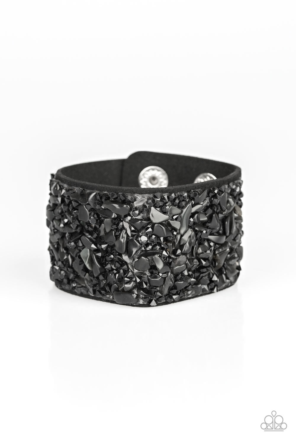 Paparazzi Crush Rush Black Single Wrap Snap Bracelet