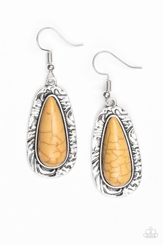 Paparazzi Cruzin' Colorado Yellow Stone Fishhook Earrings