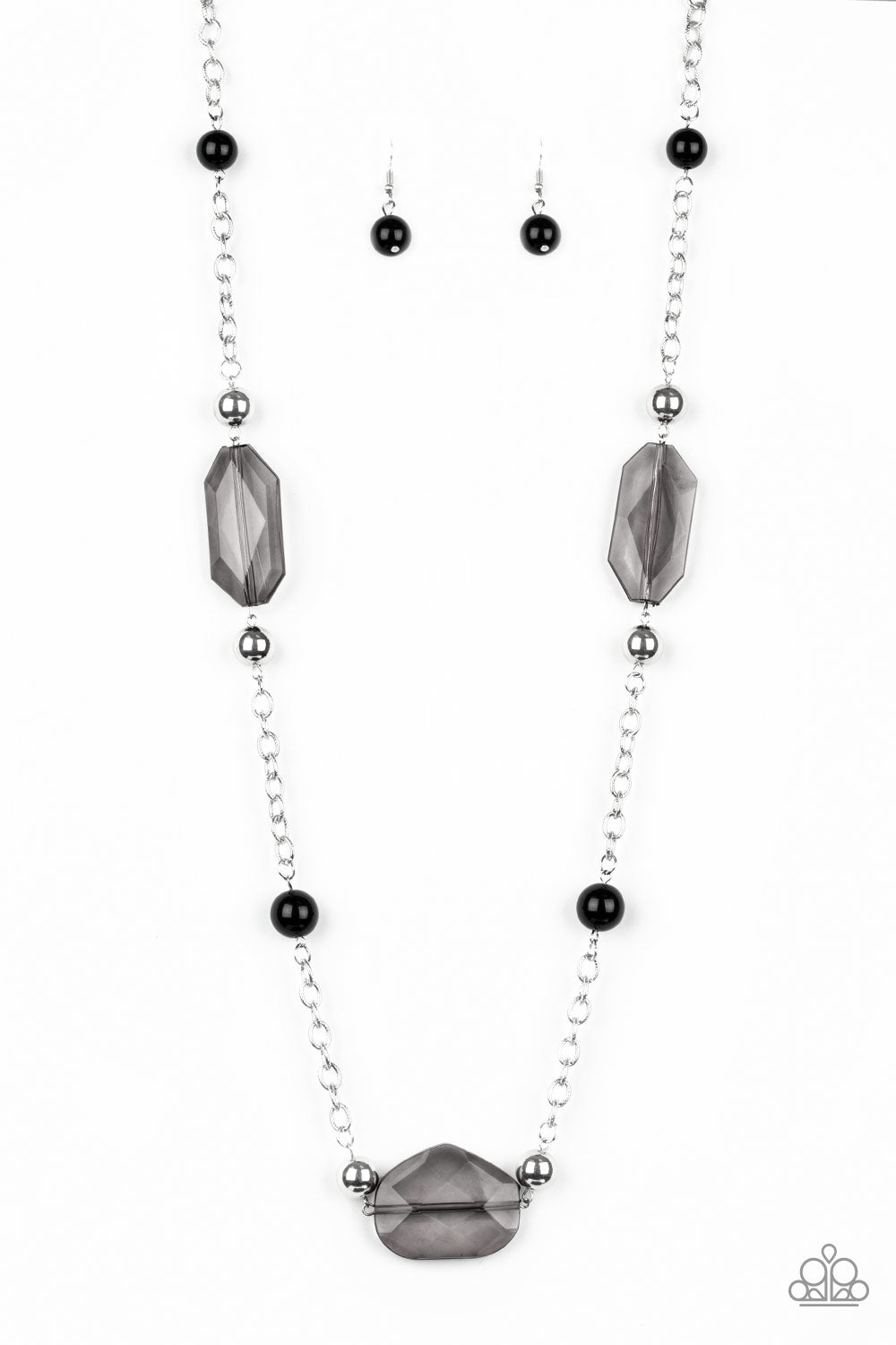 Paparazzi Crystal Charm Black Long Necklace