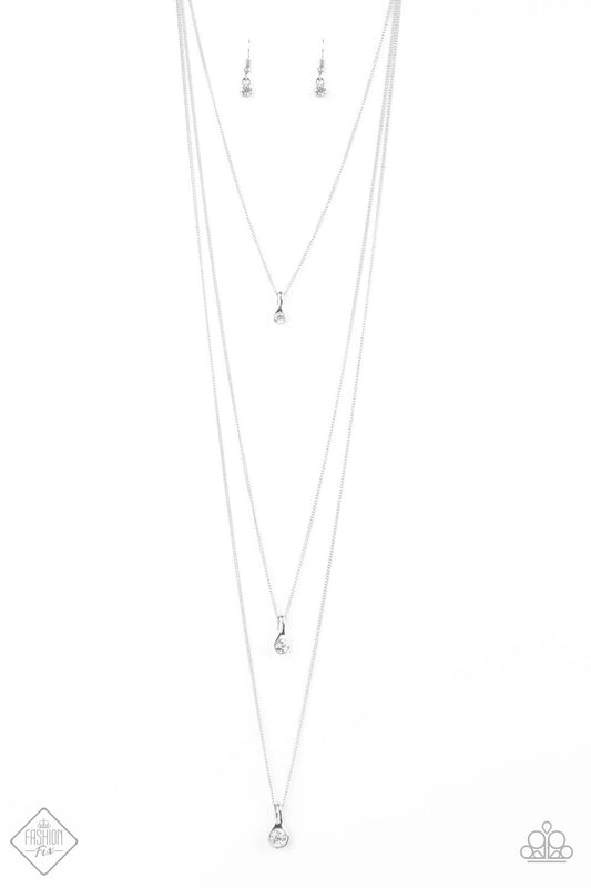 Paparazzi Crystal Chic White Long Necklace - Fashion Fix Fiercely 5th Avenue June 2019