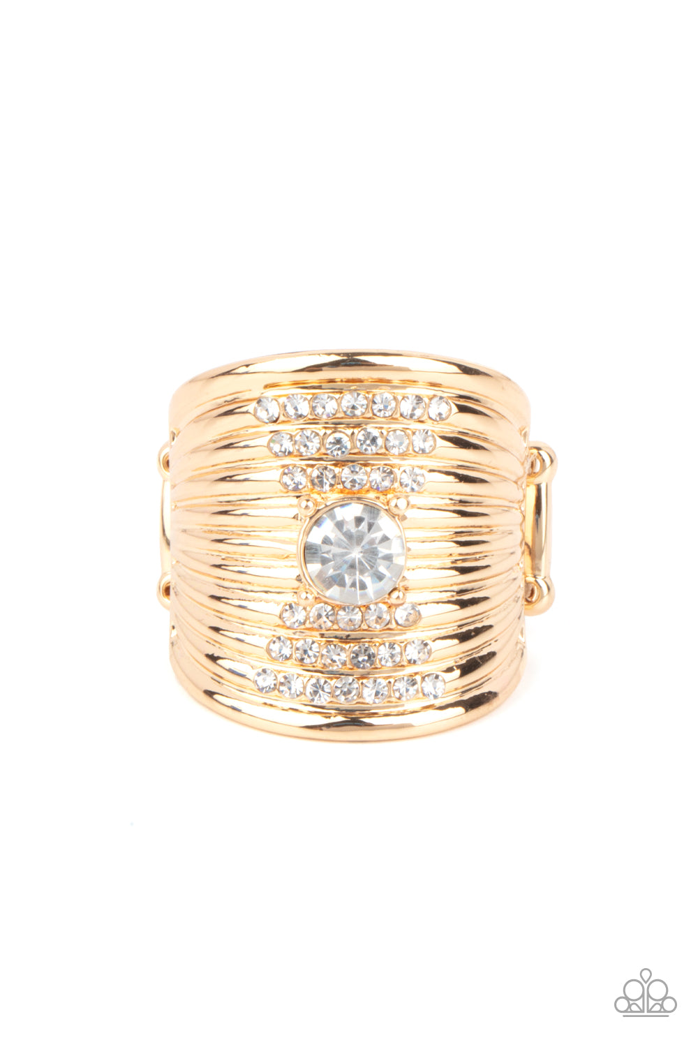 Paparazzi Crystal Corsets Gold Ring - P4RE-GDXX-219XX