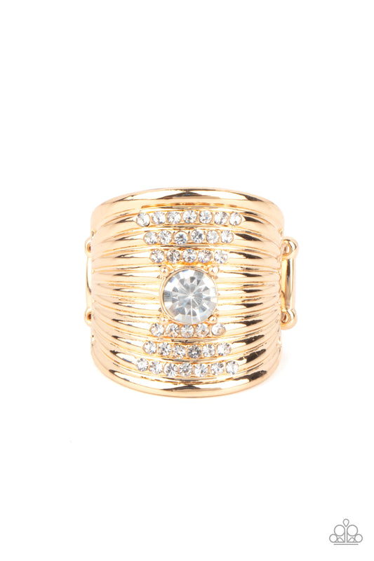Paparazzi Crystal Corsets Gold Ring - P4RE-GDXX-219XX
