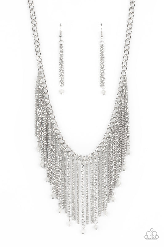 Paparazzi Cue The Fireworks White Short Necklace