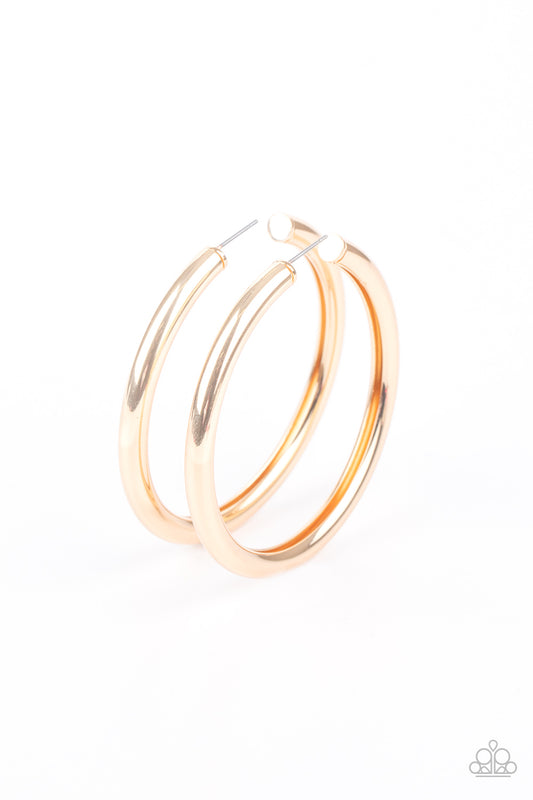 Paparazzi Curve Ball Gold Post Hoop Earrings