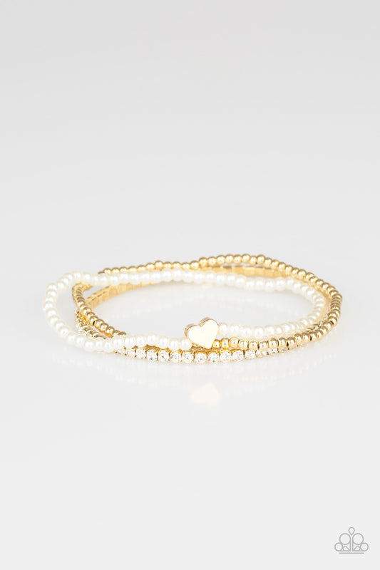 Paparazzi Cuter Than Cupid Gold Stretch Bracelet