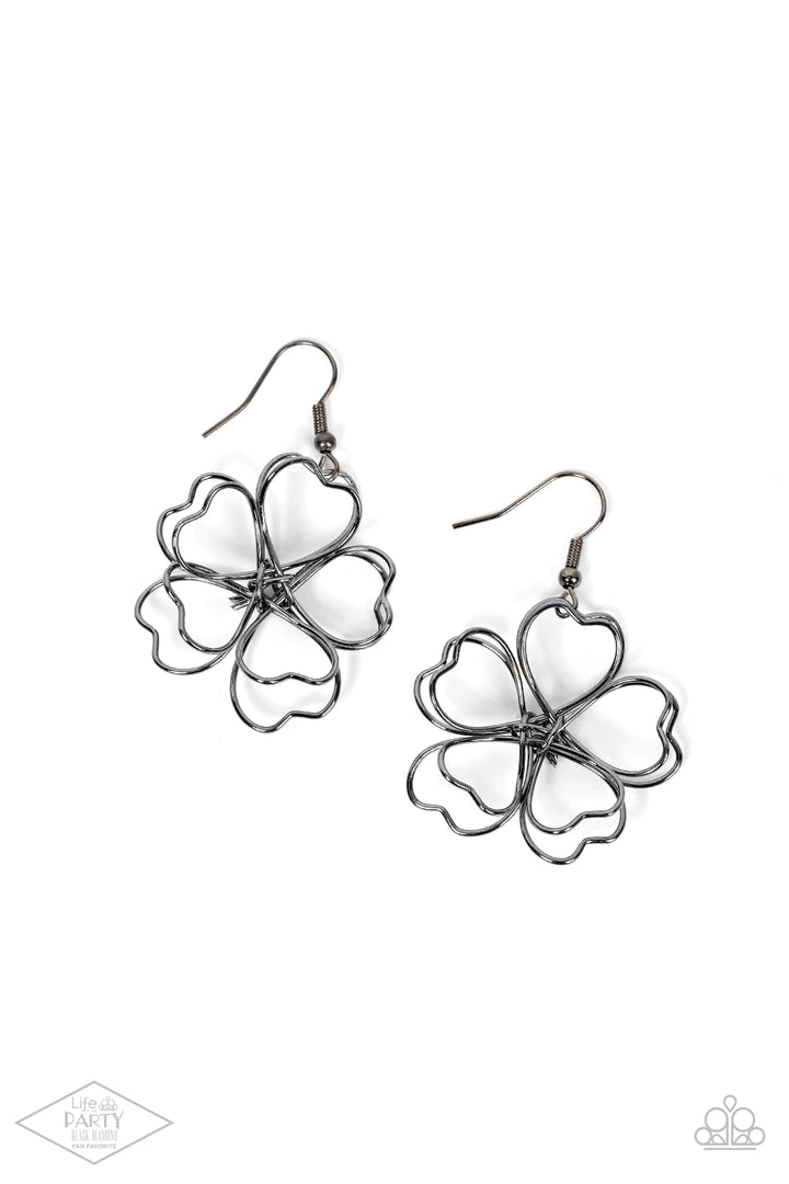 Paparazzi Daisy Double Black Fishhook Earrings - Life Of The Party Exclusive October 2021 - P5WH-BKXX-012XX