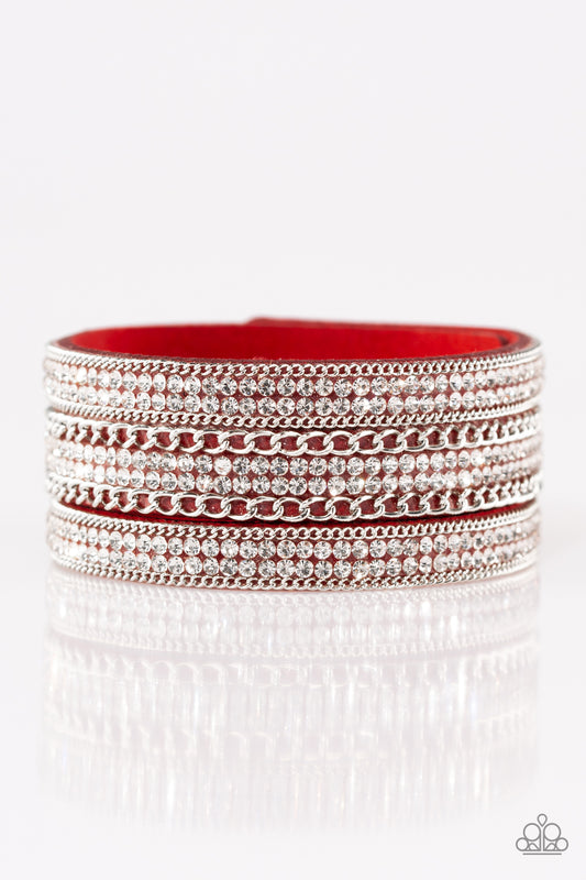 Paparazzi Dangerously Drama Queen Red Single Wrap Snap Bracelet - P9DI-URRD-031XX