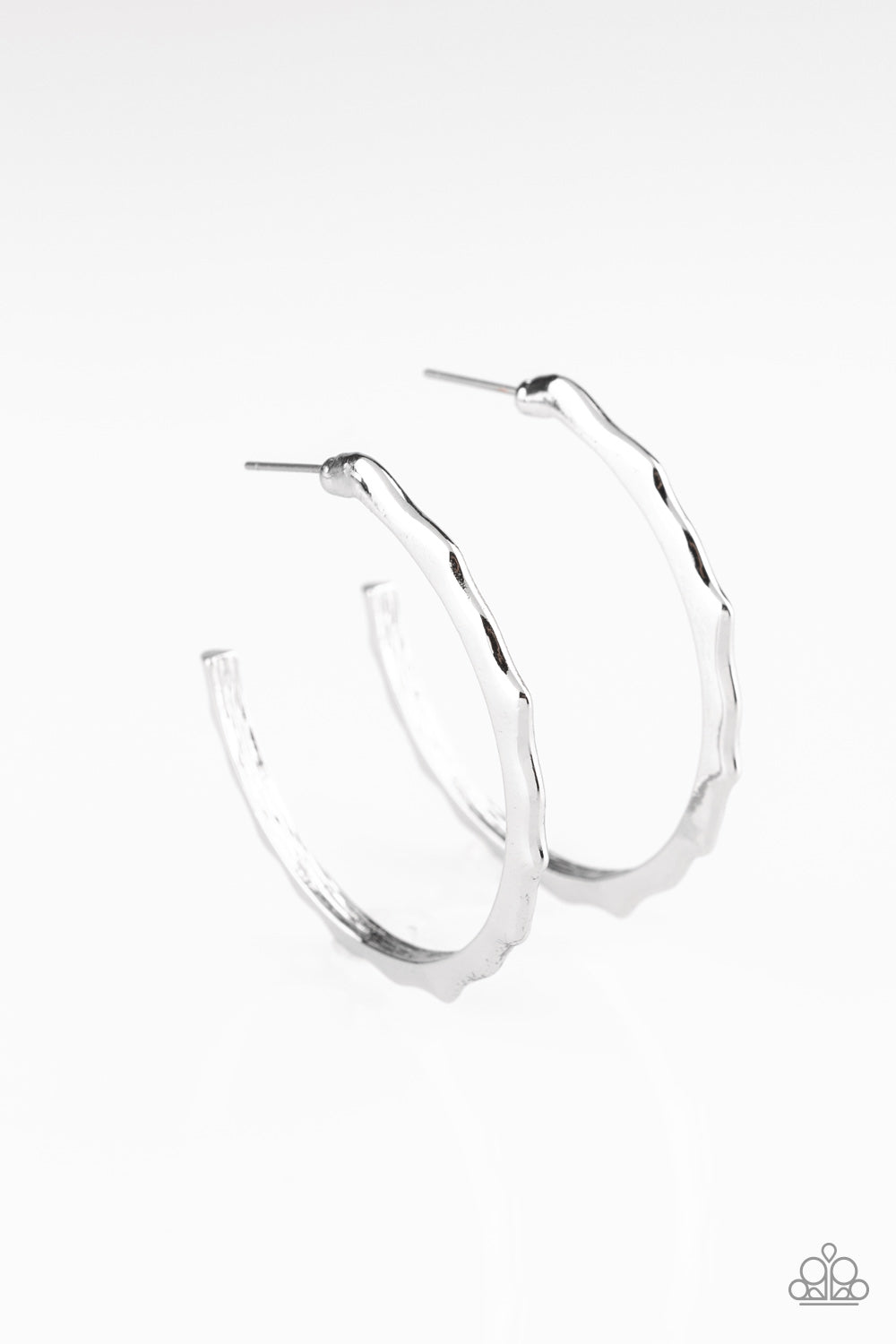 Paparazzi Danger Zone Silver Hoop Post Earrings