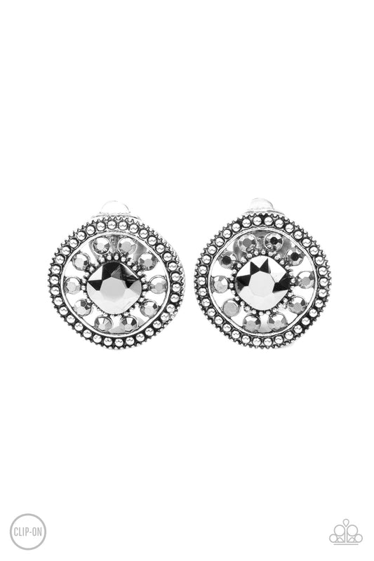 Paparazzi Dazzling Definition Silver Clip-On Earrings