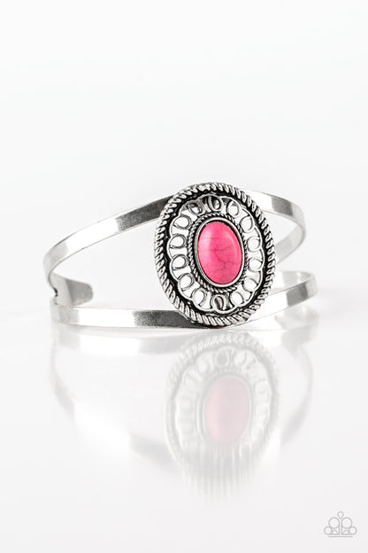 Paparazzi Deep In The Tumbleweeds Pink Stone Cuff Bracelet
