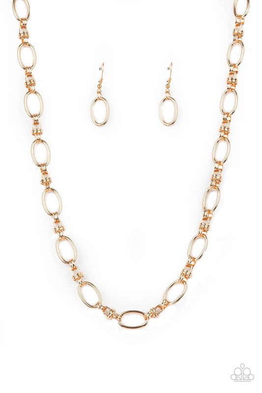 Paparazzi Defined Drama Gold Short Necklace - Fashion Fix Exclusive