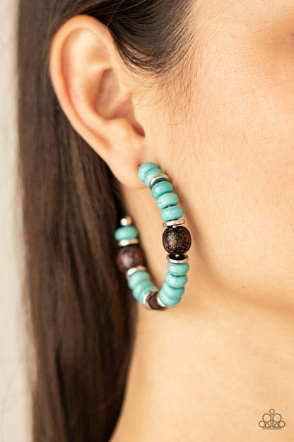 Paparazzi Definitely Down-To-Earth Blue Post Hoop Earrings