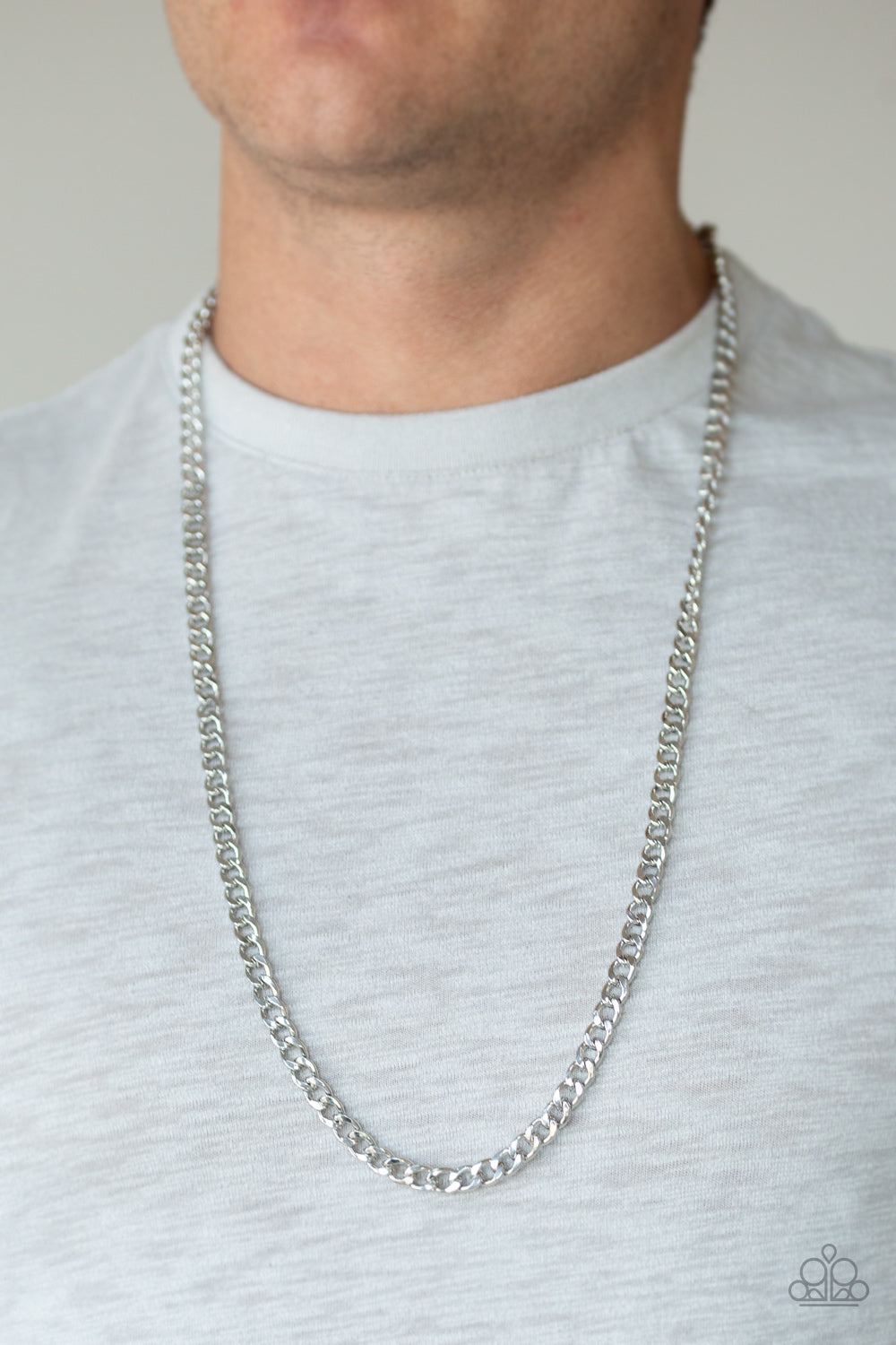 Paparazzi Delta Silver Men's Long Necklace