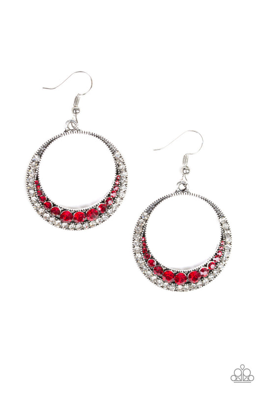 Paparazzi Demanding Dazzle Red Fishhook Earrings