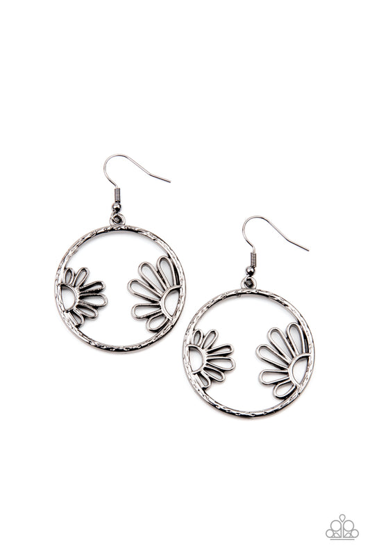 Paparazzi Demurely Daisy Black Fishhook Earrings
