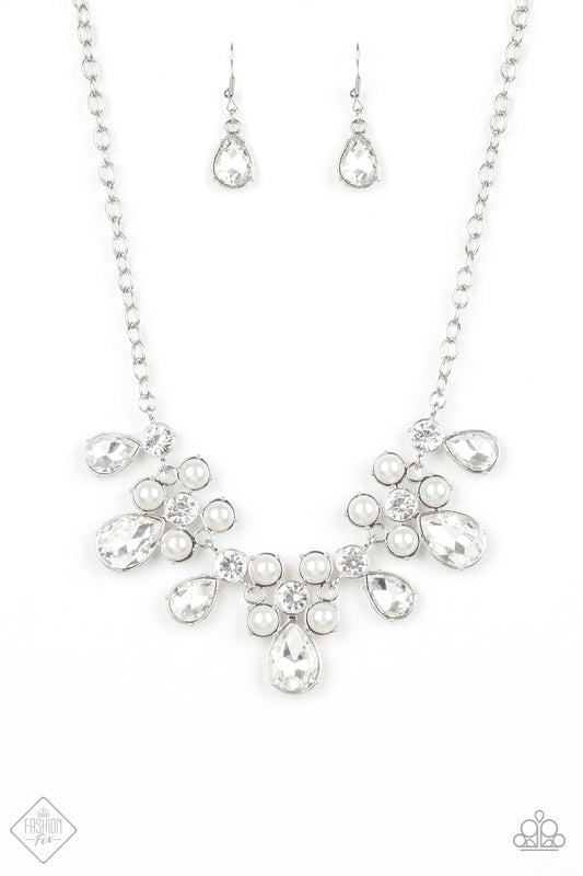 Paparazzi Demurely Debutante White Short Necklace - Fashion Fix Fiercely 5th Avenue October 2019