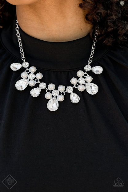 Paparazzi Demurely Debutante White Short Necklace - Fashion Fix Fiercely 5th Avenue October 2019