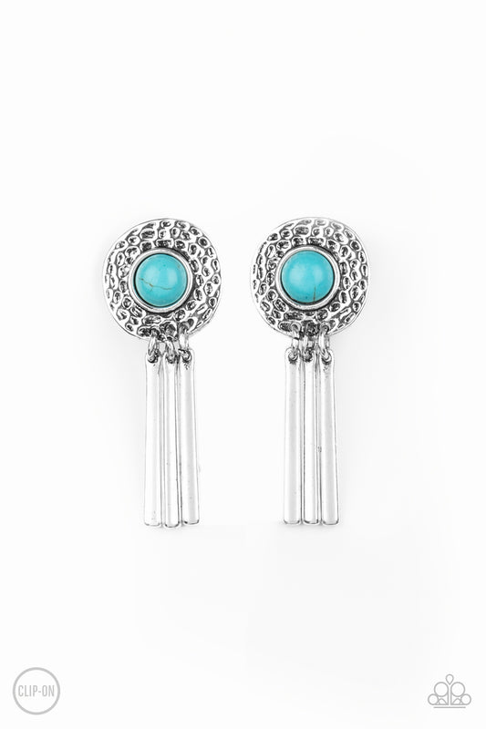 Paparazzi Desert Amulet Blue Turquoise Stone Clip-On Earrings