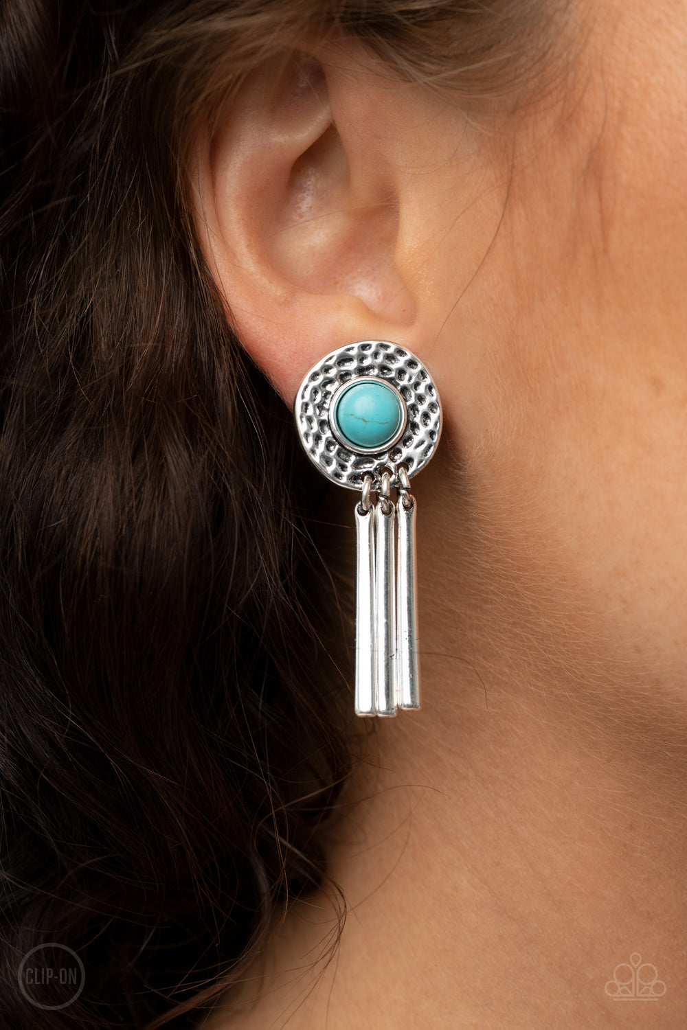 Paparazzi Desert Amulet Blue Turquoise Stone Clip-On Earrings