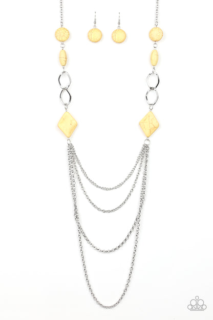 Paparazzi Desert Dawn Yellow Stone Long Necklace - P2ST-YWXX-044XX