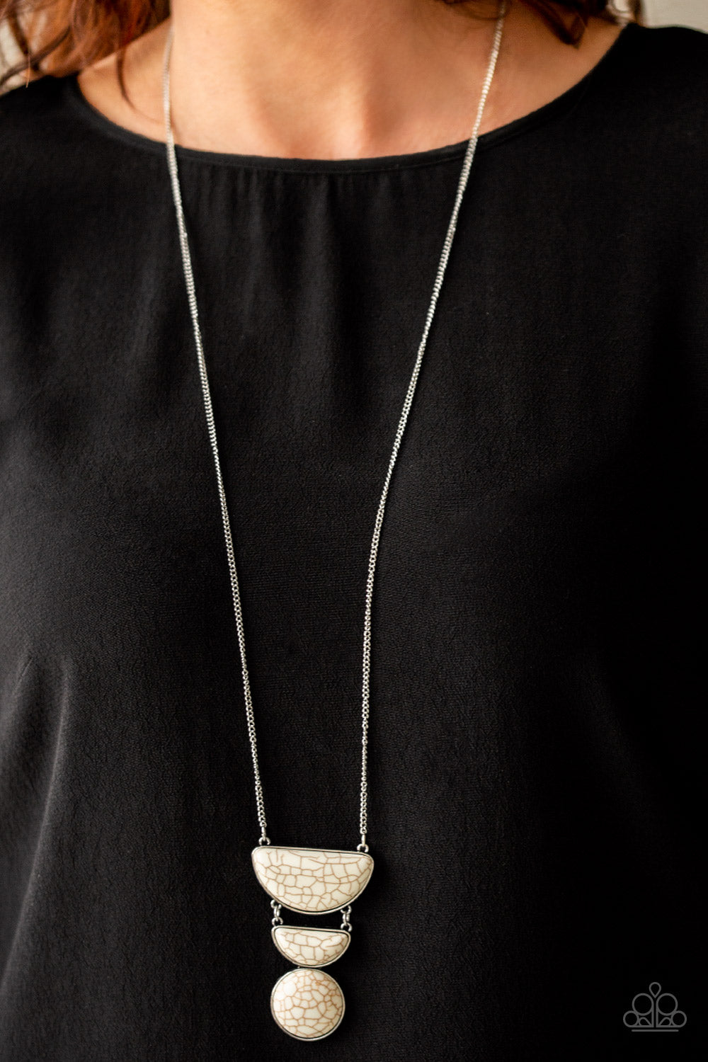 Paparazzi Desert Mason White Stone Long Necklace