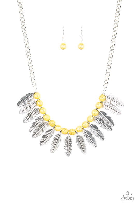 Paparazzi Desert Plumes Yellow Stone Short Necklace - P2SE-YWXX-159XX