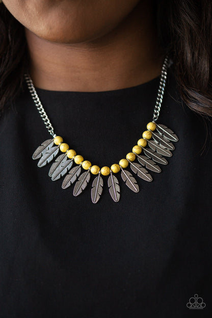 Paparazzi Desert Plumes Yellow Stone Short Necklace - P2SE-YWXX-159XX