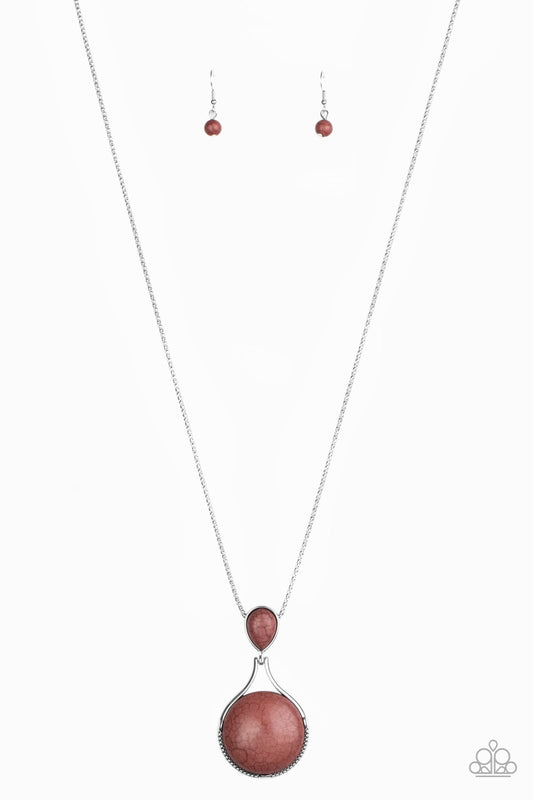 Paparazzi Desert Pools Brown Stone Long Necklace - Convention 2020 - P2SE-BNXX-181XX