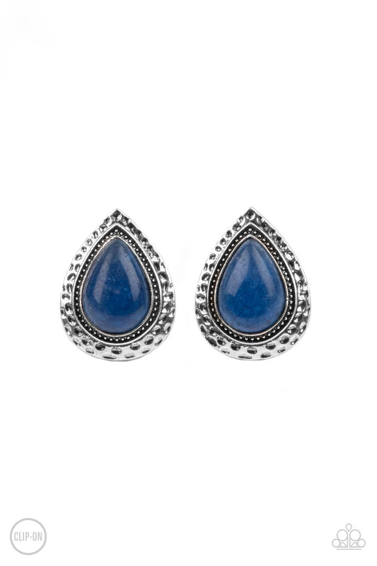 Paparazzi Desert Glow Blue Lapis Lazuli Clip-On Earrings