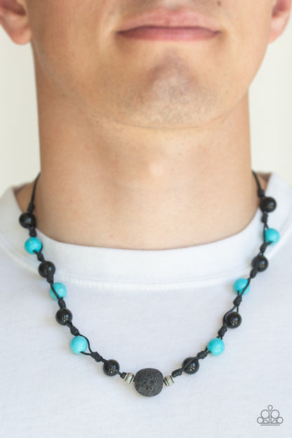 Paparazzi Desert Guide Blue Men's Short Necklace