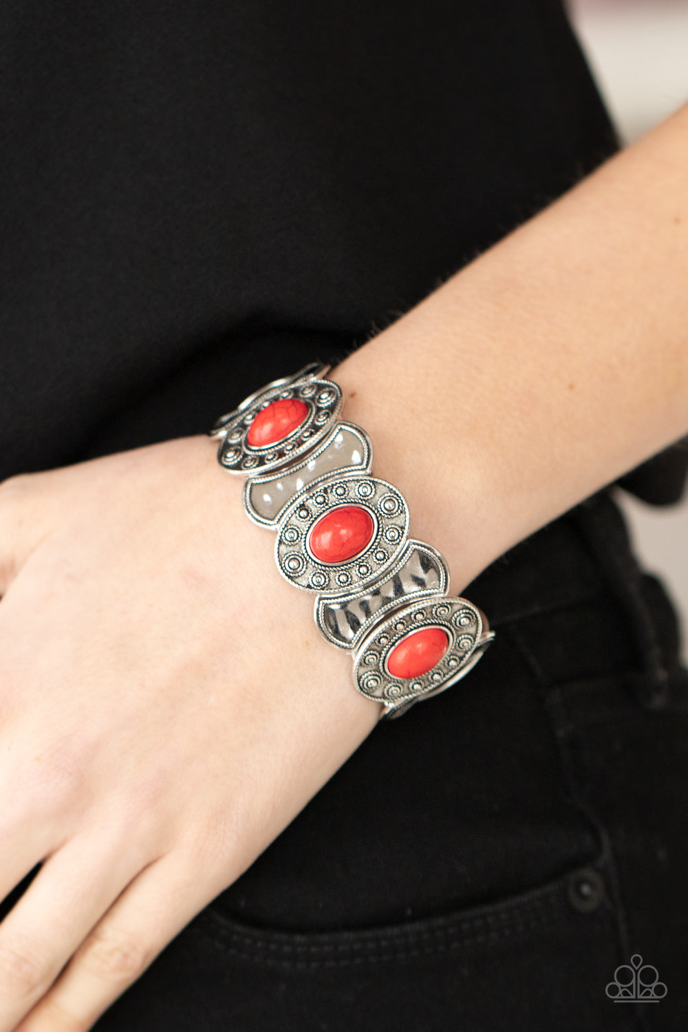 Paparazzi Desert Relic Red Stone Stretch Bracelet